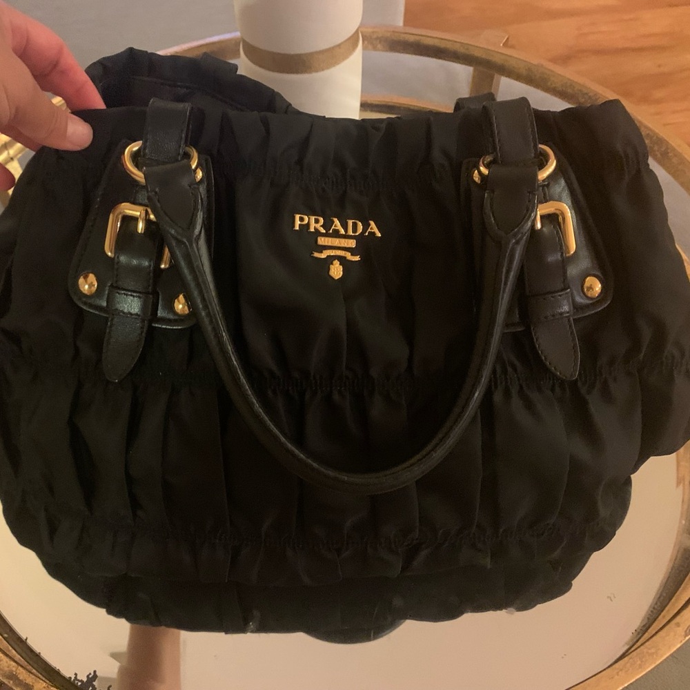 Prada Black Shoulder Bag with Gold Hardware